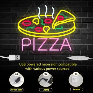 LED neon pizza shop indoor directional <b>sign</b> restaurant window ambient light luminous letter <b>sign</b> directional light LED <b>sign</b> - Product Image 2