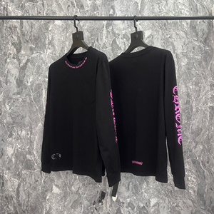 T-shirt à manches longues en pur coton à col rond avec motif Chrome Hearts, croix, lettre, flamme verte et fleur, et coque de téléphone - Product Image 6