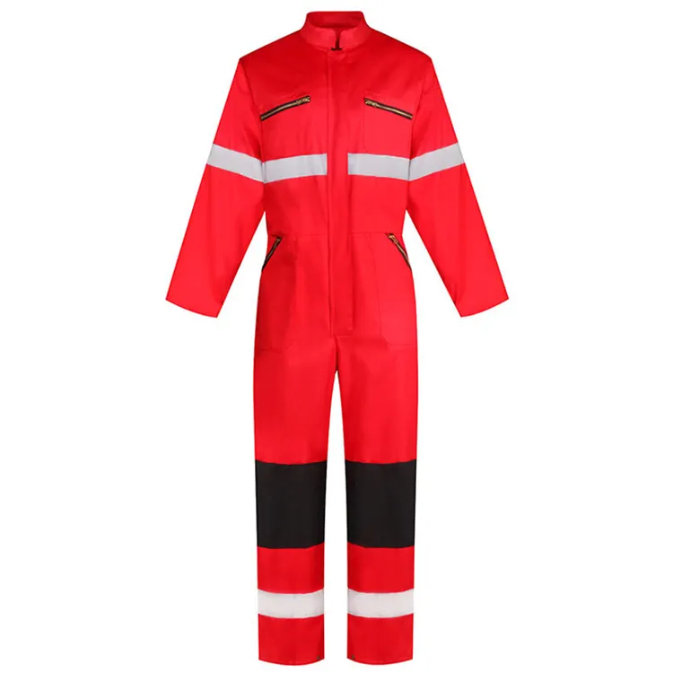 High quality Custom made Comfort Industrial reflective High vis Workwear Safety Uniform Coverall for Adults