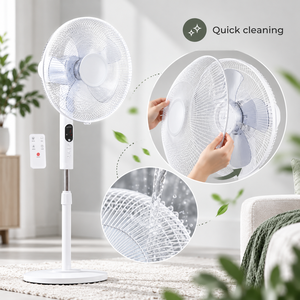 <b>Quiet</b> Oscillating Pedestal <b>Fan</b> with Remote Control Adjustable Height Timer Multiple Speed Modes for Bedroom Office Home - Product Image 5