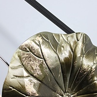 Décor mural métallique motif feuille de lotus, décoration pour la maison, pendentif mural suspendu pour chambre