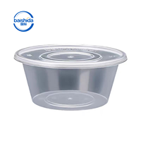 Contenants alimentaires jetables en PP blanc, ronds et rectangulaires, avec couvercles, marque Baishida, pour la restauration à emporter et le stockage.