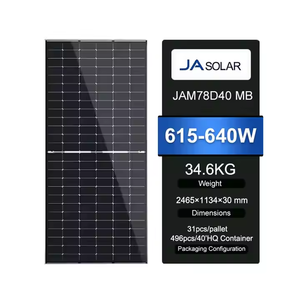 Pannelli Solari JA <span class=keywords><strong>Solar</strong></span> N-Type JAM78D40MB 615-640W Bifacciali Doppio Vetro ad Alta Conversione JA 620W 625W 630W 635W - Product Image 2