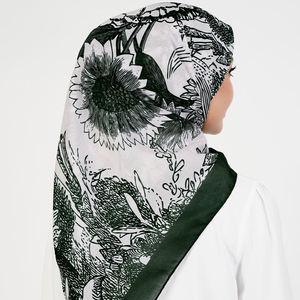 Best-Selling Custom Ventilated Voile <b>Hijab</b> Soft Flawless Prints <b>Square</b> Style Top-Ranking Supplier for Comfort Leaf for Muslims - Product Image 2