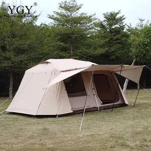 YGY outdoor camping two bedroom family tent Villa 13'*9' automatic tent,silver coating PU3000mm+,double layers, UPF50+,