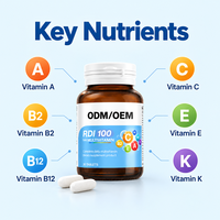 Comprimés multivitaminés quotidiens OEM ODM avec vitamines A, C, E, B2, B5, B12, K – Mélange complet de vitamines – Complément alimentaire pour adultes – Vente en gros