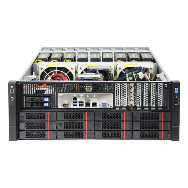 4U 9Gpu Card Server Case Support 9Pcs Public Graphics Card Pcie3.0X16 Channel 12Pcs 3.5 Inch Sas/Sata Hot Swap Drive Bays