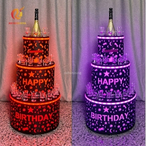 Bandejas de Servicio de Botellas VIP para Club Nocturno Richshining, Presentador de Botellas LED de <span class=keywords><strong>3</strong></span> Niveles, Portavasos para Pastel de Cumpleaños - Product Image 1