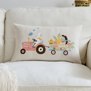Housse de coussin lombaire brodée tuftée de haute qualité, motif lapin de Pâques, en coton décoratif pour <span class=keywords><strong>canapé</strong></span> - Product Image 2