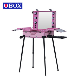 Trousse de maquillage Obox avec miroir éclairé rose et noir, extensible, organiseur cosmétique professionnel pour rangement à domicile - Product Image 1