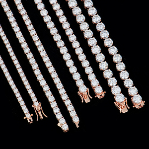 Luxury 18K <b>Solid</b> Gold Rose Gold Plated Diamond <b>Necklace</b> Round Brilliant Cut Channel Setting Snake Chain GIA Certified Unisex - Product Image 3