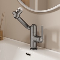 Robinet d'eau chaude et froide en cuivre coloré, avec bras mécanique rotatif, robinet universel pour lavabo de salle de bain et toilettes