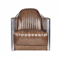 Fauteuil de canapé d'aviateur de style rétro OEM en cuir Ensemble de meubles de fauteuil d'aviateur en aluminium de luxe