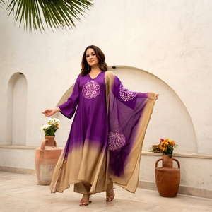 Ensemble Kurti et pantalon pour femme Twinfeet, en rayonne de qualité supérieure, séchage rapide, longueur genou, coupe trapèze, imprimé tie-dye, coupe classique, multi-saisons - Product Image 1