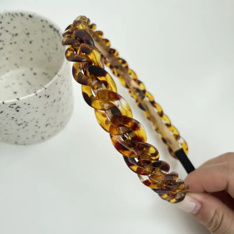 Hete Verkoop Geometrische Ketting Hoofdband Kleur Helder Hars Haarband Voor Meisjes
