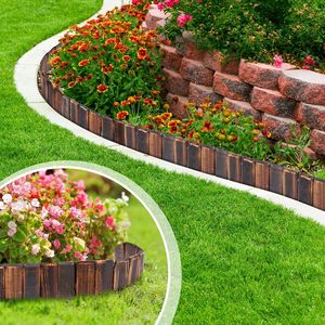 Bordure <span class=keywords><strong>de</strong></span> jardin en bois Bordure <span class=keywords><strong>de</strong></span> paysage en bois avec gants Barrière <span class=keywords><strong>de</strong></span> mauvaises herbes pour pelouse décorative Patio Allée Chemin Clôtures d'arbres - Product Image 1