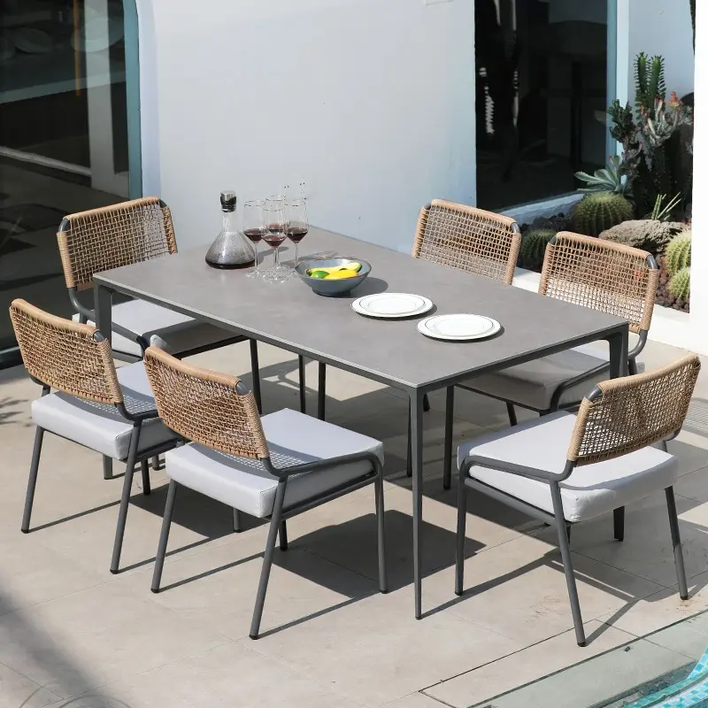 Ensemble de table et chaise en aluminium, mobilier de jardin, patio, bistrot