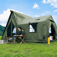 Tente de camping gonflable OEM avec tissu enduit noir, tente pneumatique imperméable pour 6 à 8 personnes, pour le glamping en plein air, avec une conception à deux pièces