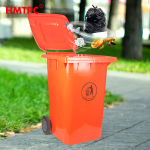 Grand bac d'extérieur conteneur <span class=keywords><strong>mobile</strong></span> de recyclage plastique 360L seau <span class=keywords><strong>orange</strong></span> deux ans de garantie seau seau HDPE haute densité - Product Image 3