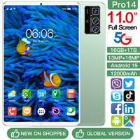 Tablet Pro 14 de 11 Pulgadas, 16GB+1TB, 108MP, 8000mAh, 5G, MTK, Wi-Fi, Doble SIM+TF, Visión Nocturna, Cámara Triple, Transmisión en Vivo, IA, Captura Inteligente