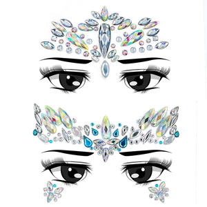 Autocollants de tatouage sirène en strass, imperméables, en cristal, pour peinture faciale, décalcomanies corporelles temporaires pour fêtes et festivals - Product Image 3