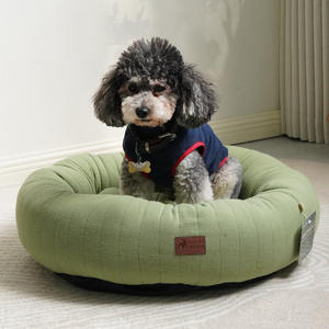 Fabricant vente en gros logo personnalisé produit pour animaux de compagnie coton rond chat chien lit de luxe - Product Image 2