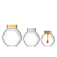 Pot de miel vide recyclable 200ml 400ml 750ml ménage doux miel liquide clair rond en verre avec couvercles