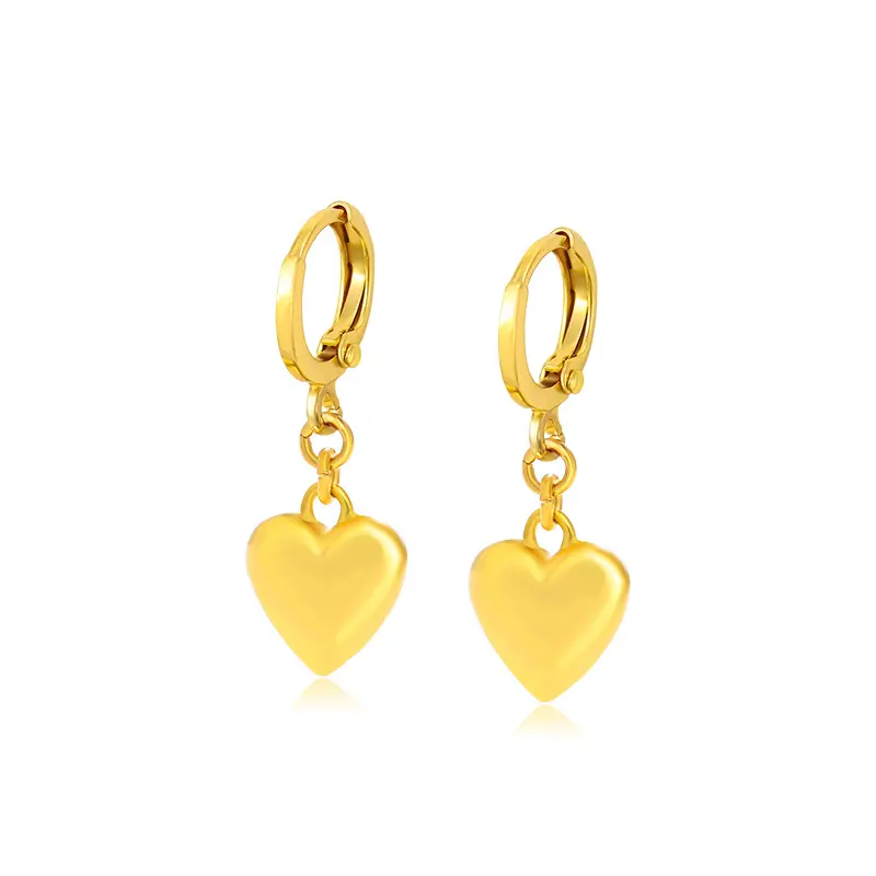 Trendy Bijoux Acier Inoxydable Fine Jewelry Huggie Earring Diamond Heart Hoop Earrings For Women