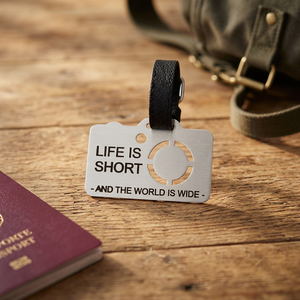 World Brass Silver-Plated Camera-Shaped Luggage <b>Tag</b>-Modern & Antique Design Code Silver Brand - Product Image 2