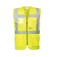 Chaleco de Seguridad Ejecutivo de Alta Visibilidad con Logotipo Personalizado, Chaqueta Reflectante Amarilla, Chaleco de Trabajo de Seguridad para Construcción y Almacén con Múltiples Bolsillos