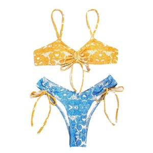 Maillot <span class=keywords><strong>de</strong></span> <span class=keywords><strong>bain</strong></span> deux pièces en mousseline <span class=keywords><strong>de</strong></span> soie, style européen et américain, imprimé floral, sans manches, pour femme, <span class=keywords><strong>2022</strong></span> - Product Image 5