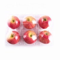 Groothandel 6-delige appelvormige fruitcontainers PET wegwerpbaar plastic transparante fruitpunnet appelverpakkingsdoos