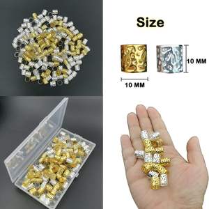 120 pièces bricolage or argent perruque de boucle de cheveux tresse sale galvanisée avec boucle métallique adhésive boîte sac en plastique outils d'extension de cheveux - Product Image 3