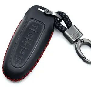 Estojo de carro com 5 botões, inteligente, chave de carro de couro, controle remoto, capa, suporte para ford edge