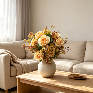 Lot en gros <span class=keywords><strong>de</strong></span> 10 têtes <span class=keywords><strong>de</strong></span> roses artificielles vintage, <span class=keywords><strong>bouquet</strong></span> imperméable pour décoration <span class=keywords><strong>de</strong></span> mariage et arrangement floral pour la fête nuptiale - Product Image 3