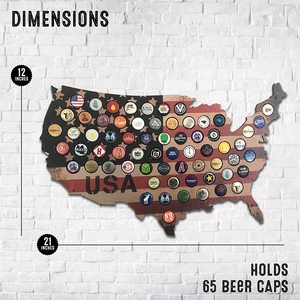 Decorazione Murale Rustica in Legno con Stelle e Strisce, Porta Tappi di Birra, Mappa degli Stati Uniti, per Collezionisti - Product Image 6