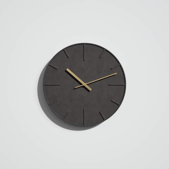 Dark Embossed Concrete Wall Clock Luxury Gold Metal Hands Quartz Clock for Living Room Wall Decor Custom Color Logo Wholesale