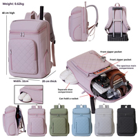Sac à dos polyvalent pour ordinateur portable pour femmes, imperméable, motif losanges, pour les voyages, le travail et les sorties quotidiennes