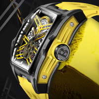 Montre mécanique automatique Bonest Gatti pour homme, phase de lune, réserve de marche, fond transparent, bracelet en caoutchouc, cadeau d'affaires BG5502