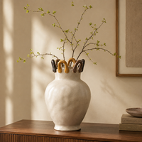 Vase en céramique blanc cassé caramel, vase décoratif pour fleurs, pour salon, table console, décoration intérieure