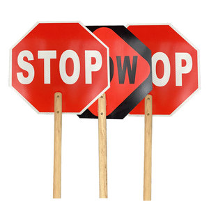 Toowin Tùy Chỉnh Hai Mặt Cầm Tay Dừng Dấu Hiệu Đường Phố Chậm Dấu Hiệu Phản Chiếu Với Gỗ Xử Lý Nhôm Dừng Đi Dấu Hiệu - Product Image 5