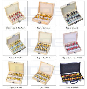 50pcs Mata Bor Router Kayu 1/4 Inch 6.35mm Shank untuk Pengerjaan Kayu, Model <span class=keywords><strong>Dovetail</strong></span>, Lurus, Ogee, Beading dengan Kotak Aluminium - Product Image 5