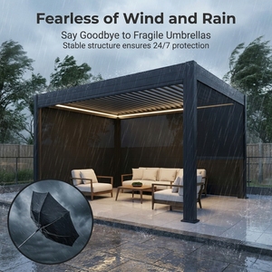 Lussuoso Moderno Ecologico Durevole Impermeabile Motorizzato in Alluminio Verniciato a Polvere Personalizzabile Autoportante da <span class=keywords><strong>Giardino</strong></span> - Product Image 2