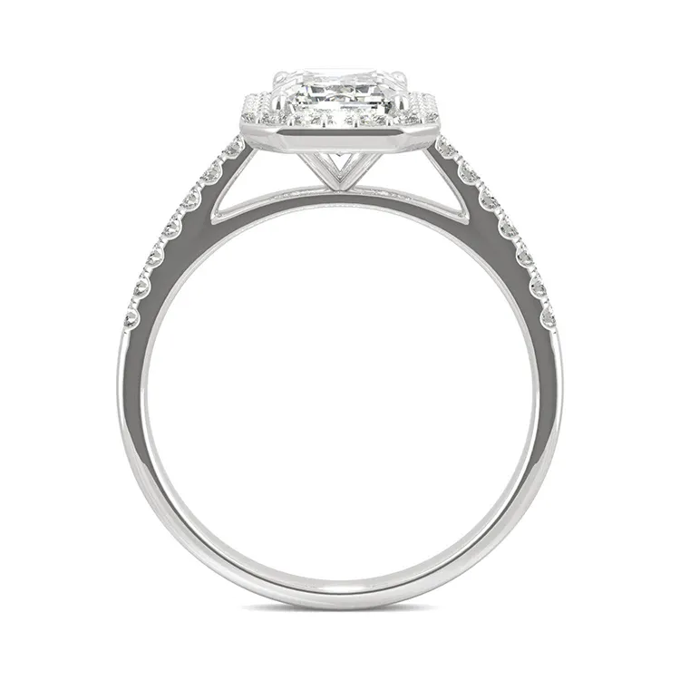 MEDBOO Jewelry anello in oro Moissanite 1,75 ct anello di fidanzamento con diamante taglio smeraldo anello in Moissanite Halo in oro puro 14K