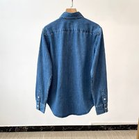 Chemise en jean bleue de style rétro pour femmes, broderie artisanale sur la poitrine, chemise en jean en coton tendance pour l'automne et le printemps