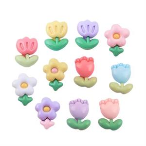 2024 nuevo diseño 100 piezas efecto brillante parte posterior plana resina flores rosa girasol tulipán para recuerdos artificiales decorativos - Product Image 1