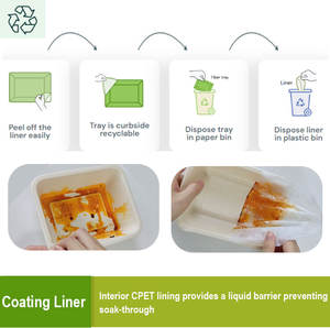 Top cachetage sans PFAS recyclable CPET EVOH PLA revêtement alimentaire repas boîte biodégradable canne à sucre Bagasse <span class=keywords><strong>plateau</strong></span> alimentaire - Product Image 2