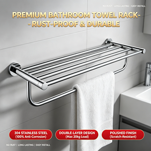 Portasciugamani da Parete in Acciaio Inox Stile Hotel, Elegante Porta <span class=keywords><strong>Asciugamani</strong></span> Nascosto per Bagno e Salone - Product Image 1