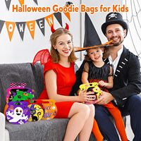 Sac cadeau personnalisé Halloween en forme de chaudron, pochette plate à fermeture éclair pour bonbons ou farces, avec poignée découpée, emballage plastique pour bonbons, vente en gros