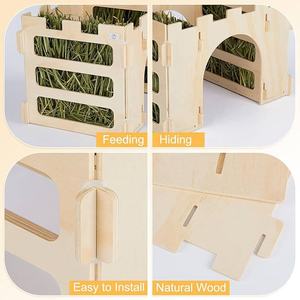 إكسسوارات قفص مخابئ الحيوانات الصغيرة خشبي خنزير غينيا أرنب القش المغذية الترويجية للحيوانات الأليفة الأرنب شينشيلا الهامستر - Product Image 3